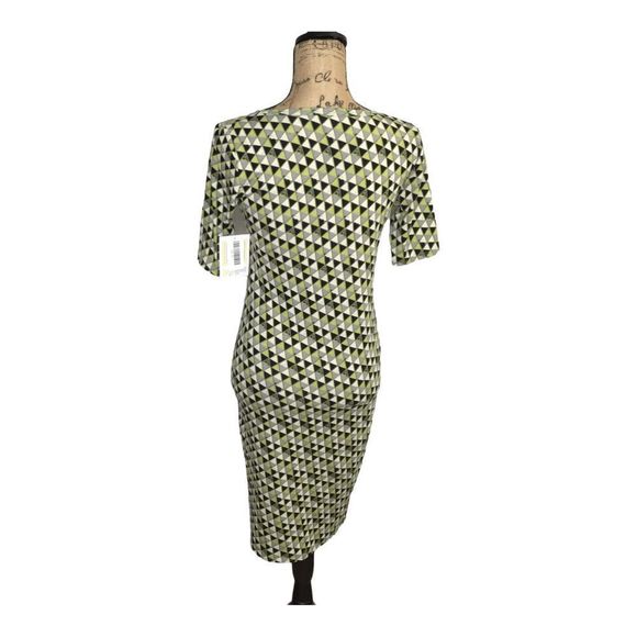 Lularoe Women Julia Round Neck Short Sleeve Triangle Green Black Dress XS (6342) - Picture 2 of 6